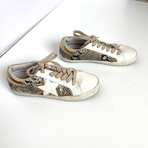 Steve Madden Sienna Metallic Snake Print Star Lace Up Sneakers Size 9 - Picture 4 of 10